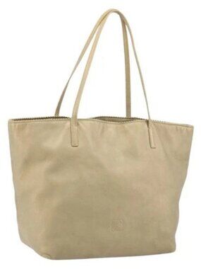 LOEWE Tote Bag Leather Gold Tone Auth ep13539